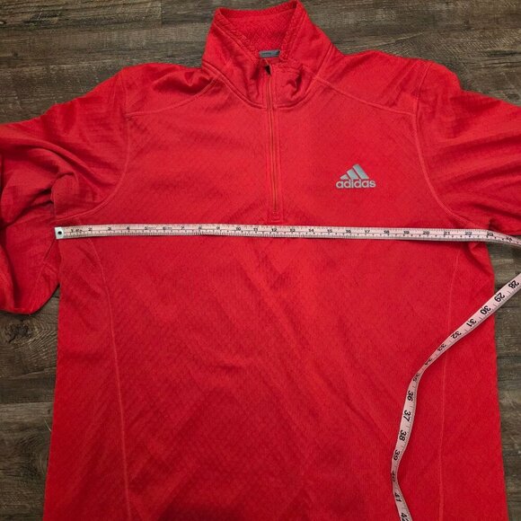 ADIDAS MENS RUNNING SWEATSHIRT SIZE XL RED COLOR WITH QUARTER ZIPPER - Picture 10 of 11